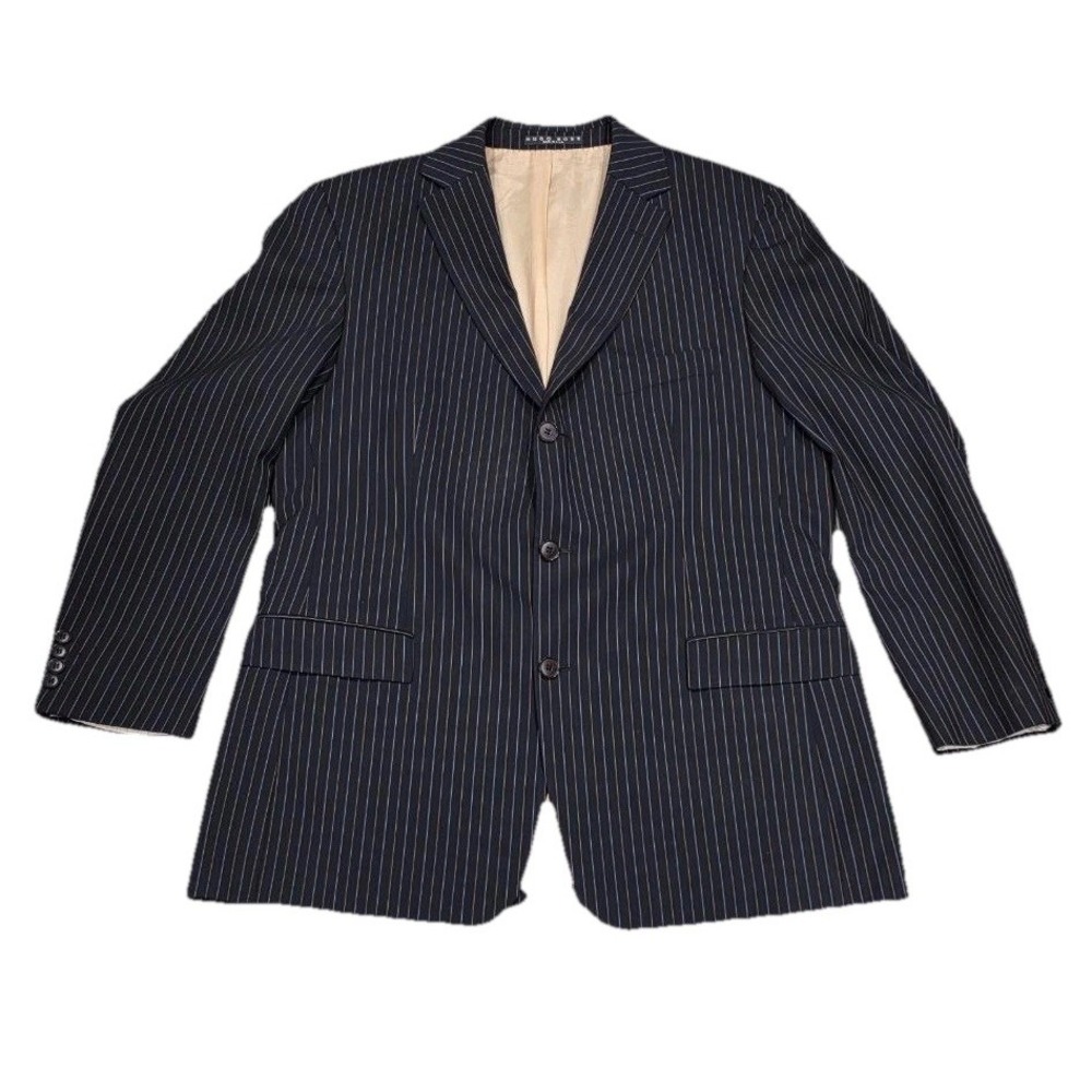 Hugo Boss Rossellini Suit wool Men 44 R Black Pinstripe Jacket Pants USA A004432
